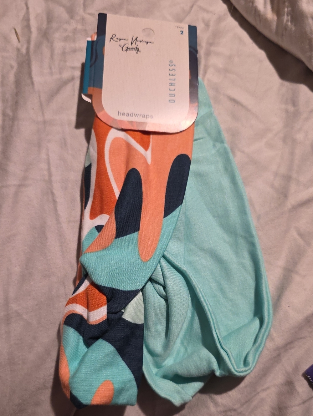 Women’s aqua & coral patterned headwrap - 2 pack